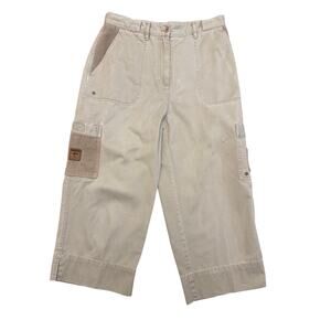 Vintage 80's 90's Ralph Lauren Women's Tan Safari Utility Cargo Crop Pants 10